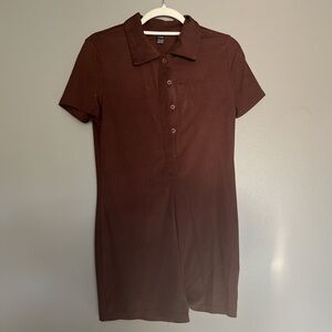 SHEIN Chocolate Ribbed Button-Up Romper